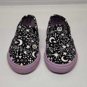 Cat & Jack, black and white, toddler size 4, slip-on sneakers.